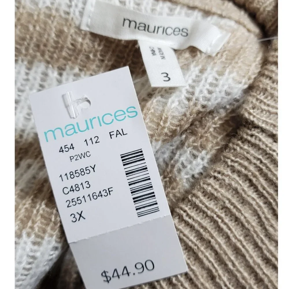 NWT Maurices 3 Zebra Print Mock Neck Pullover Sweater